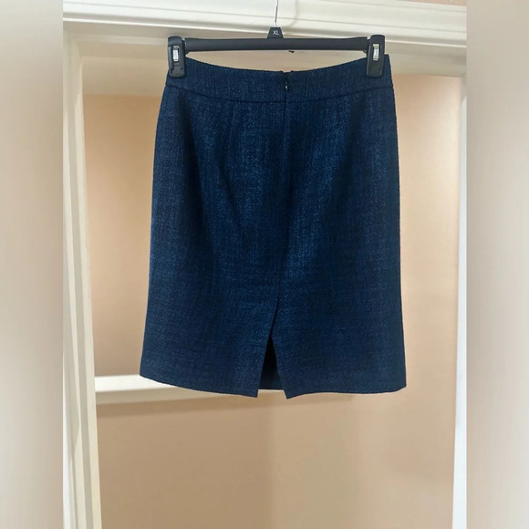 Banana Republic Blue Black Tweed Pencil Lined Back Slit Winter Zipper Skirt. 2. - Picture 2 of 6